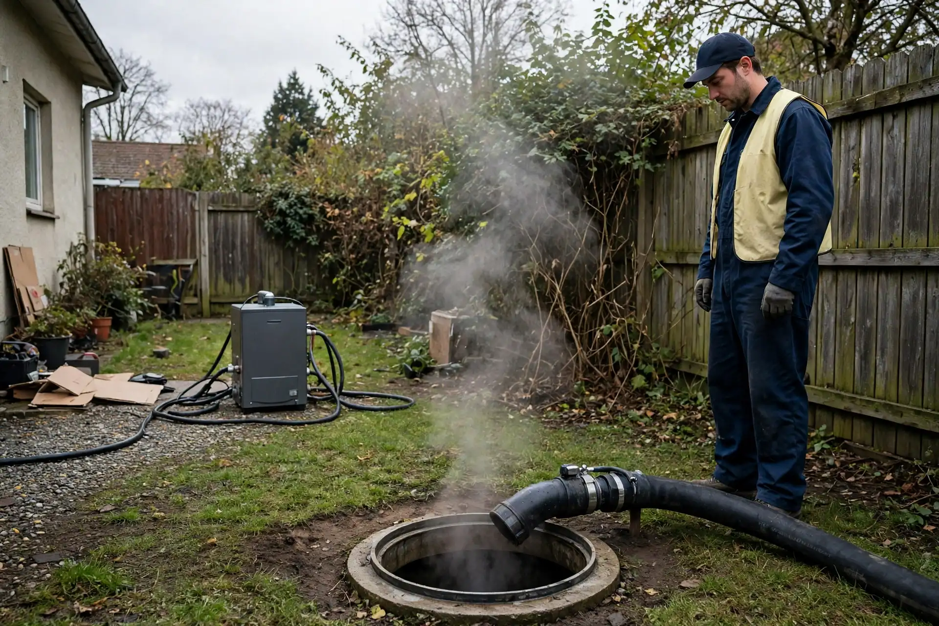 Liner curing hoses connected at a cleanout